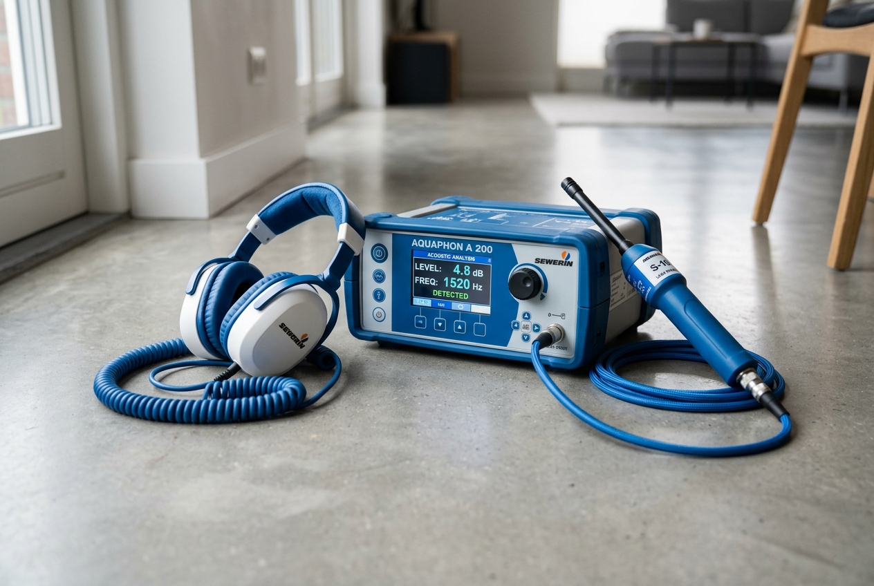 Slab leak detection Lakewood NJ equipment over a concrete floor